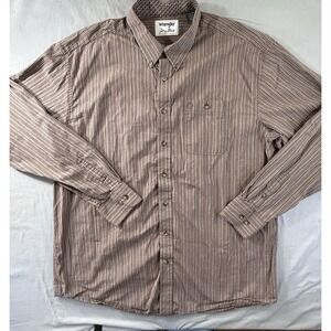 Wrangler George Strait Button Down Long Sleeve Brown‎ Shirt Men's 2XLT Western